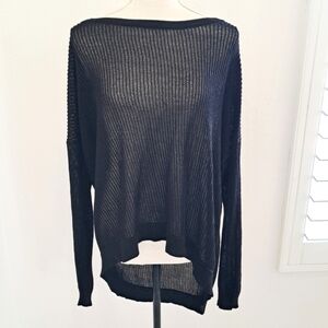 Lane Bryant Sheer Fishnet Blouse Size 22/24 Black Long Sleeve